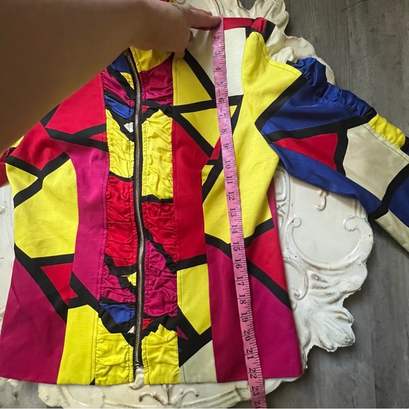 Mishca Vintage 80s Geometric Print Jacket Size Small - Picture 3 of 11